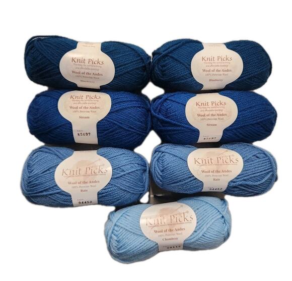 Knit Picks Other - Knit Picks Yarn Bundle 7 Skeins Wool of the Andes Peruvian Wool Ocean Tone Knit